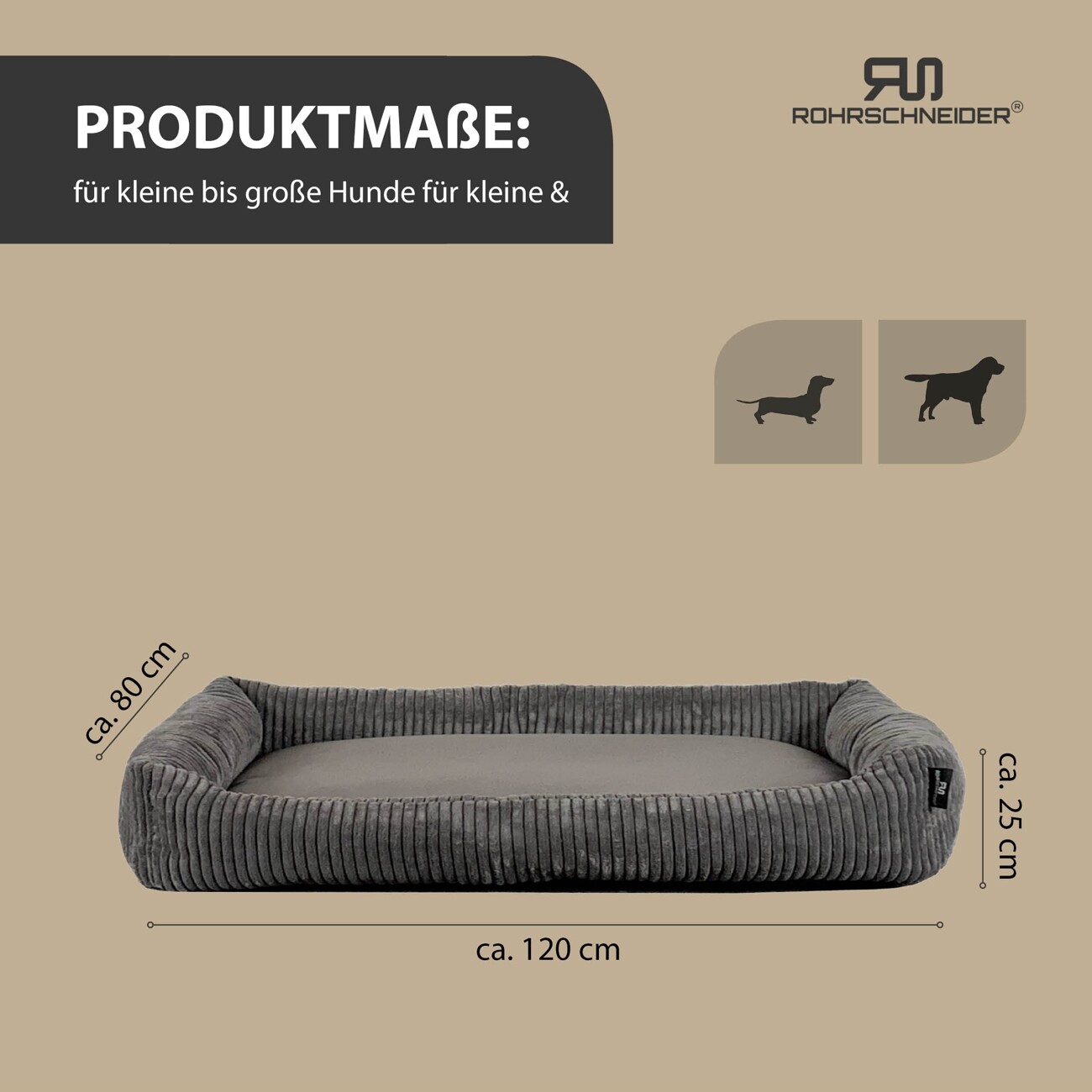 Rohrschneider Hundesofa XXL mit Gratis-Beigabe, weicher Cord