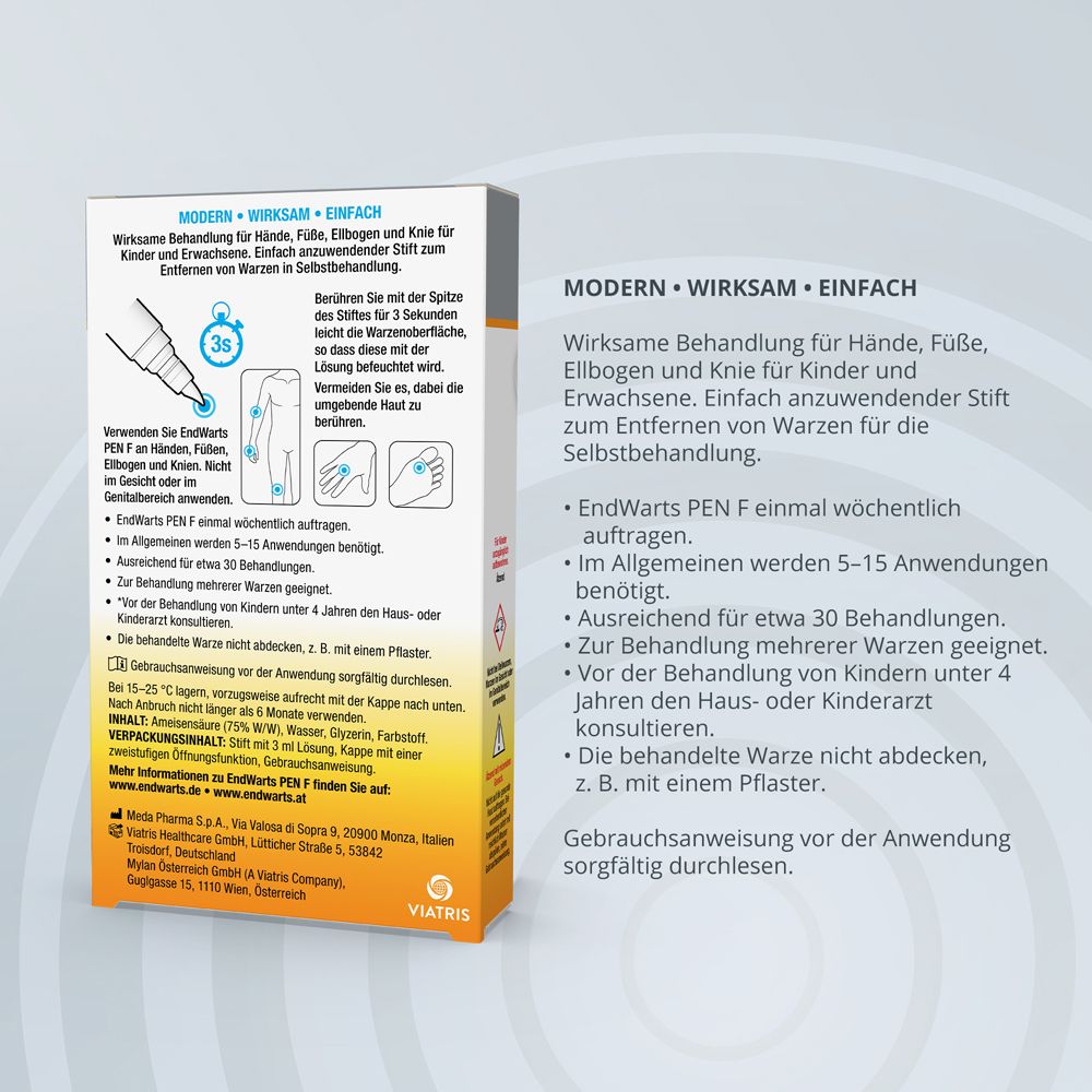 EndWarts PEN F: Warzen entfernen, Warzenentferner mit Ameisensäure, zur Warzenentfernung, Stift für ca. 30 Behandlungen