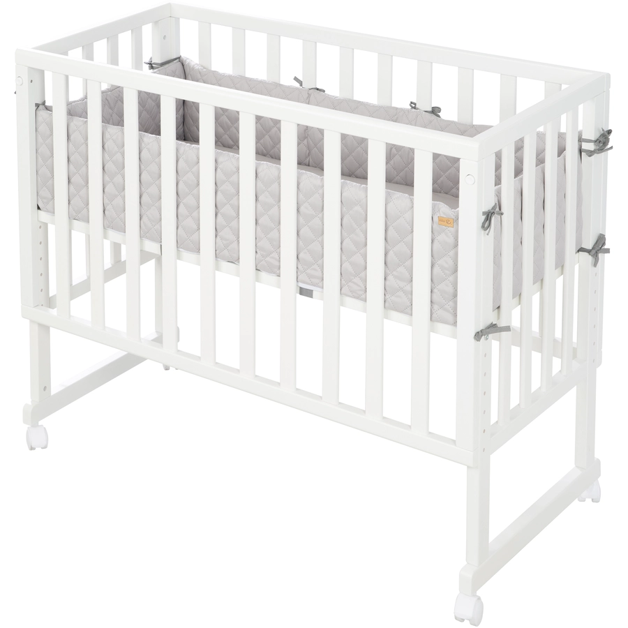 roba Stuben- & Beistellbett 3in1 Weiß mit Barriere Style grau