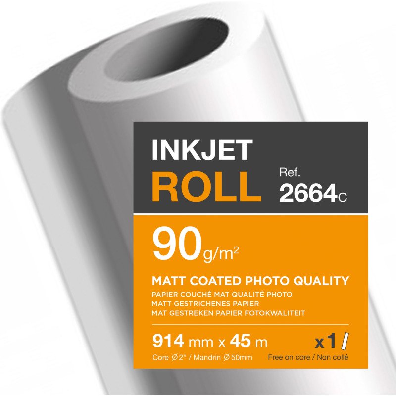 Rouleau papier traceur couche mat Clairefontaine - 0,914 x 45 m - 90 g
