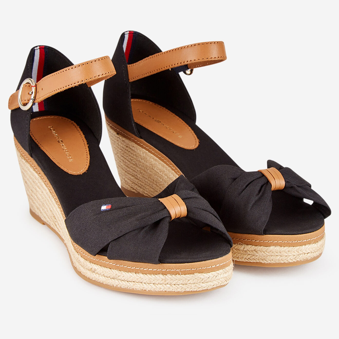 Tommy Hilfiger Sandales compensées Iconic Elena noires - Talon 6 cm