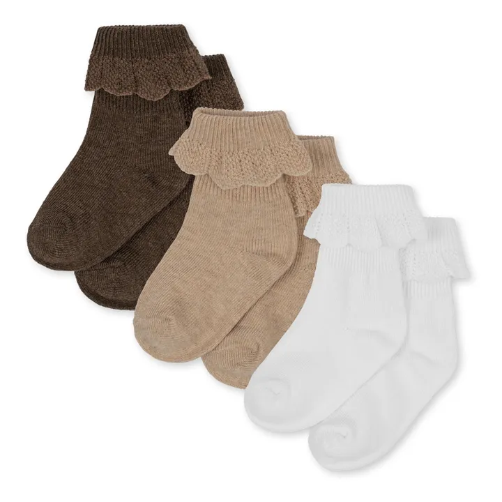 Konges Sløjd Lot 3 Chaussettes Volants Coton Bio | Marron