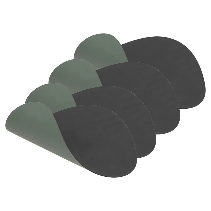 Lind DNA - Tischset Curve L Double, Cloud anthrazit / Nupo pastellgrün (4er-Set)