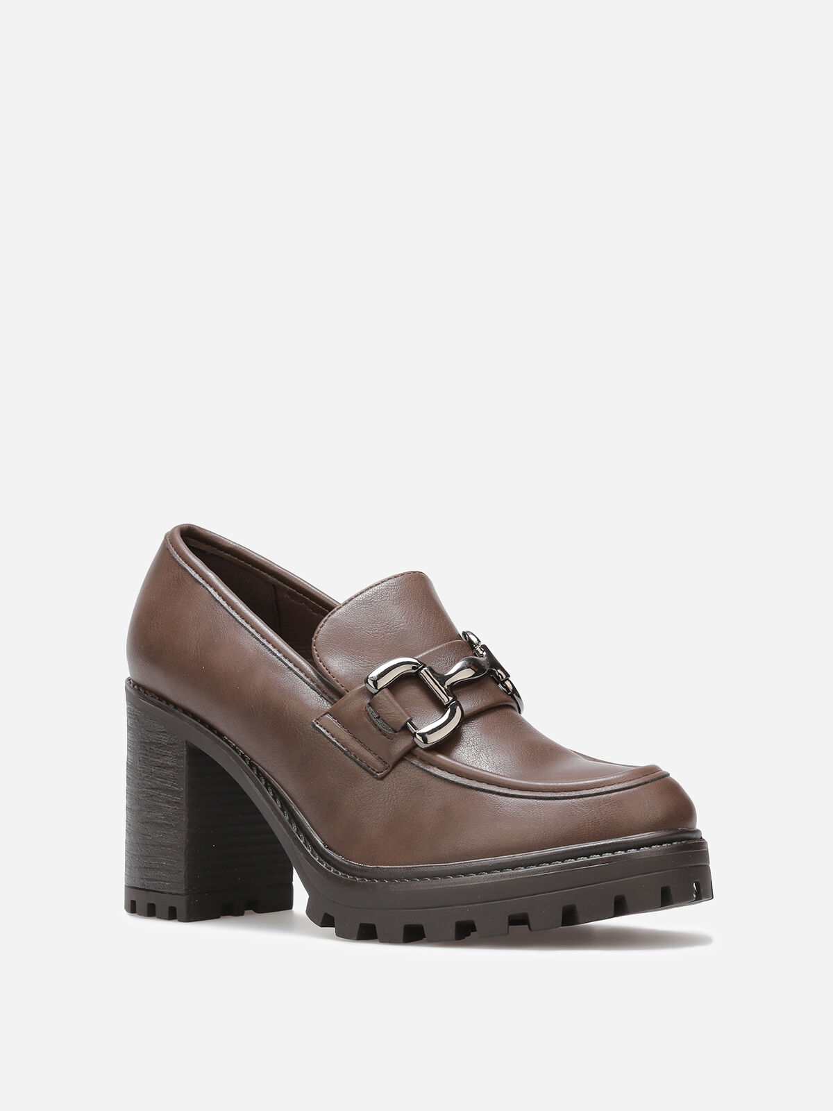 Mocassins à talon cranté- Marron
