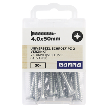 GAMMA schroef universeel platkop verzinkt 4.0x50 mm 30 stuks
