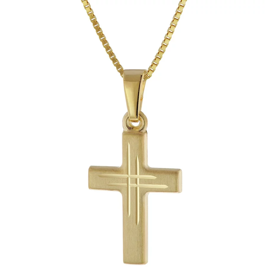trendor Kinder-Halskette mit Kreuz Gold 3338K gold