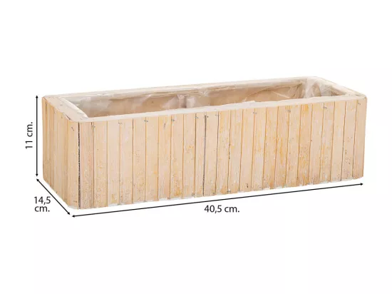 Panier rectangulaire en bois marron 40.5x14.5x11h