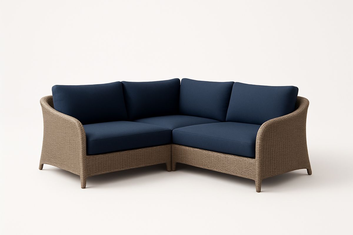 Ecksofa Set Geflecht Dunkelblau Textilgewebe 210cm x 210cm x 75cm