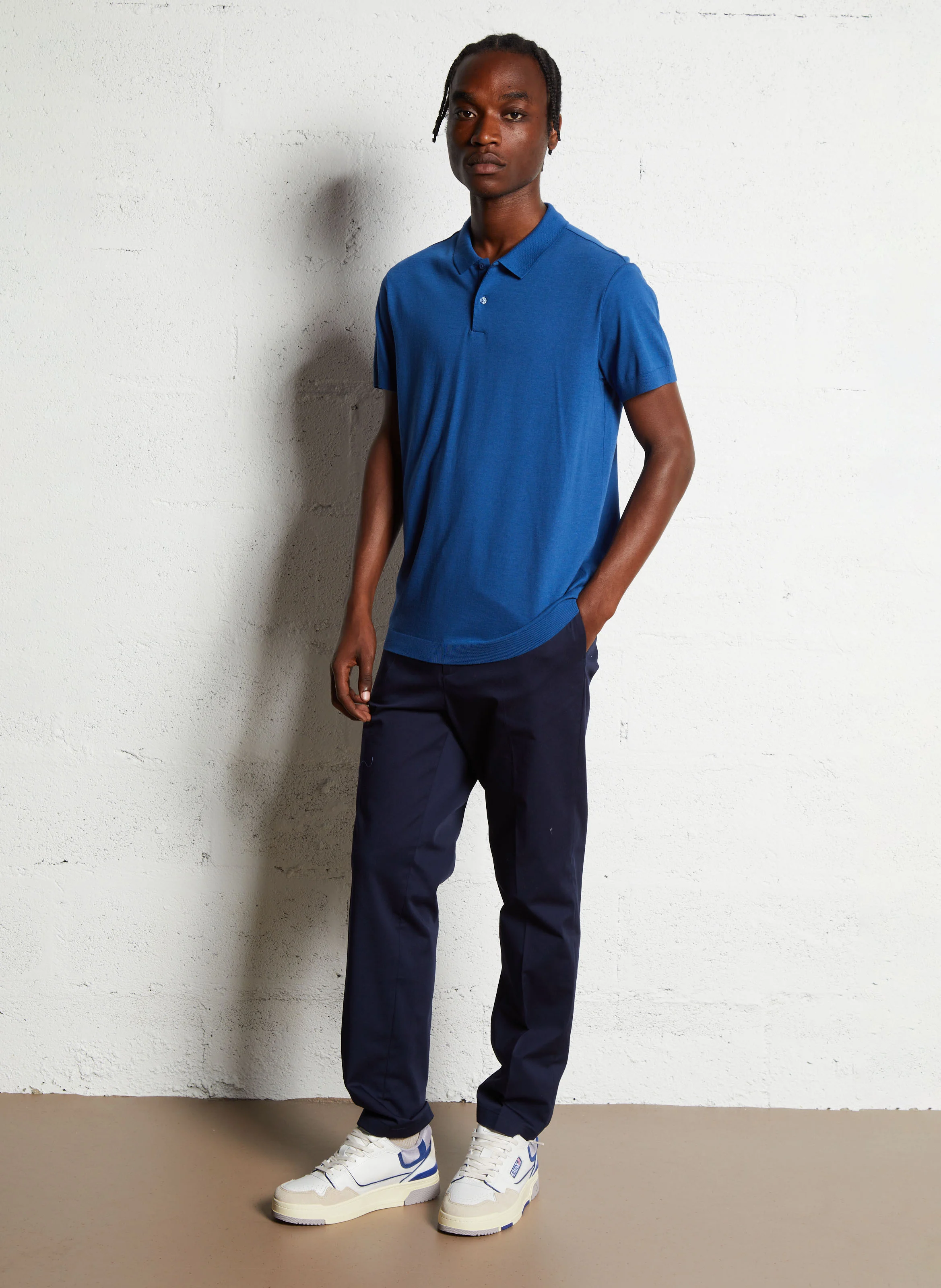 Polo regular-fit en coton mélangé | Bleu