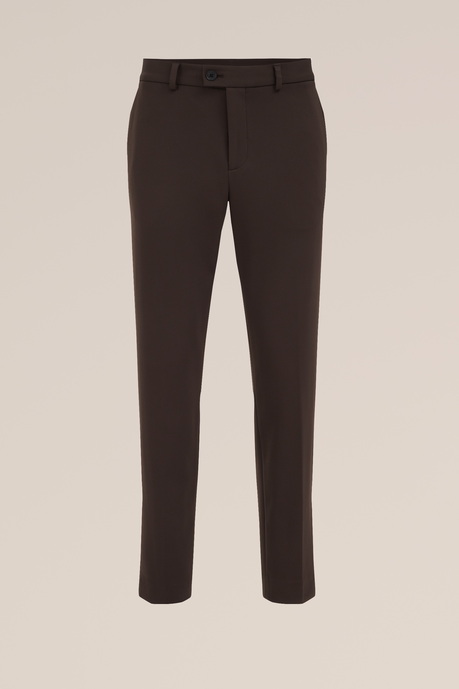 kreukvrij slim fit pantalon van gebreid nylon Van Gils Donkergroen