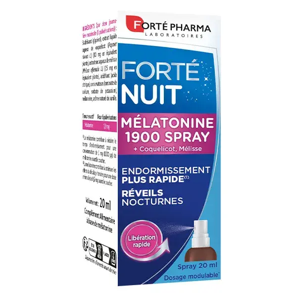 Forté Pharma FortéNuit Spray para Dormir com Melatonina 1900 para Alívio Rápido do Sono 20ml