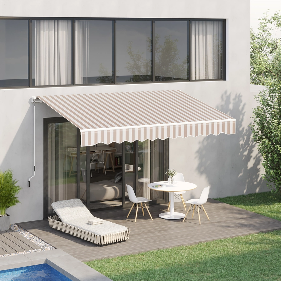 Outsunny Markise mit Handkurbel weißbeige