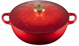 Le Creuset Marmite Holly met Goudkleurig Knop 26cm 4,1l Kersenrood Gietijzer