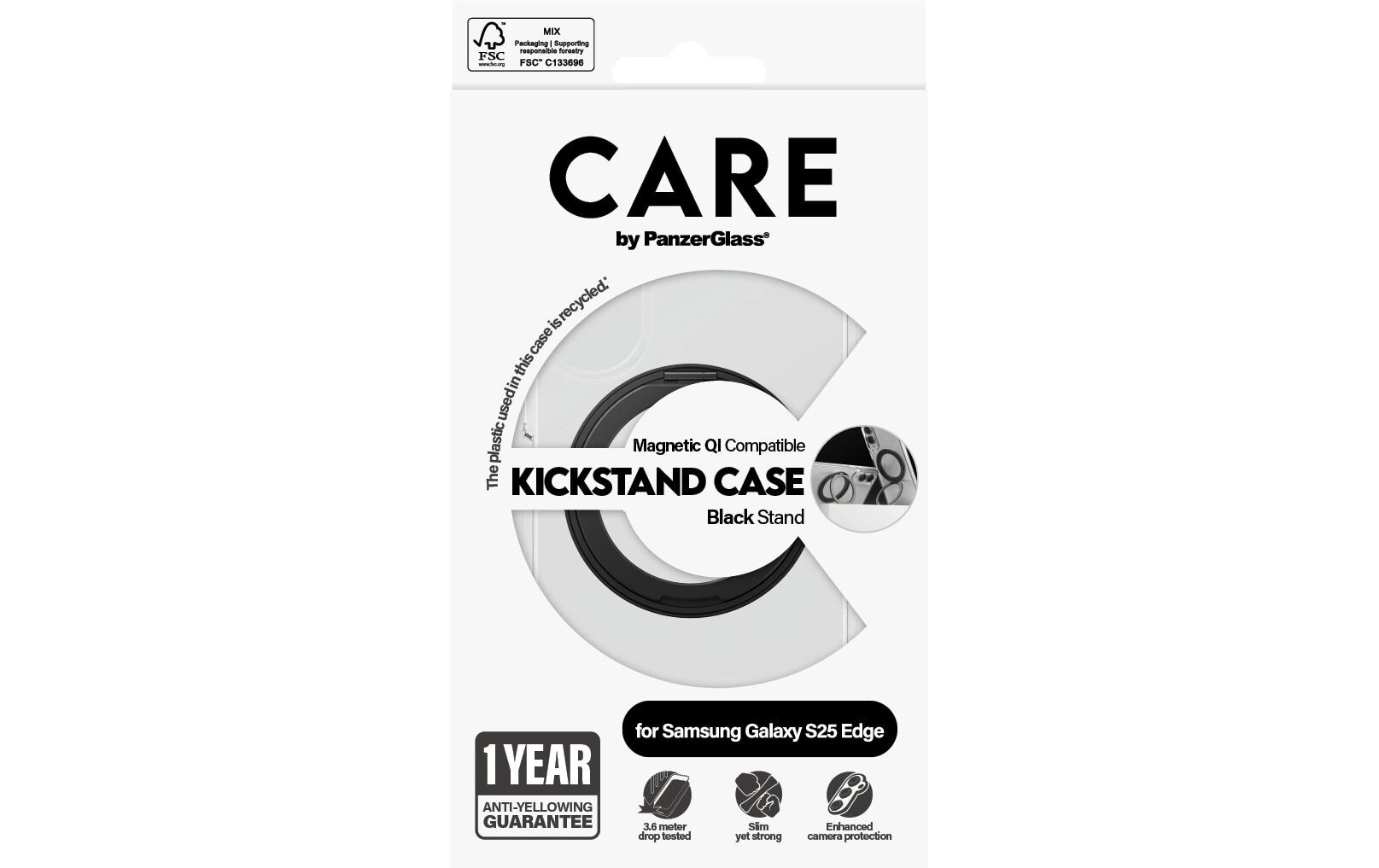 Back Cover Feature mit Kickstand Transparent SchwarzSchutzhülle für das Samsung Galaxy S25 Edge