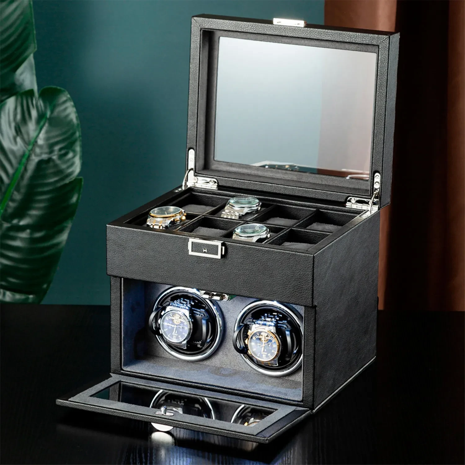Piero Lazzari Watch Winder 2 ure Sort Læder PL1126
