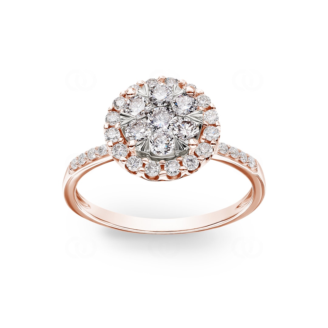 0.75 Karat Diamanten Halo Verlobungsring 750/18 K Roségold