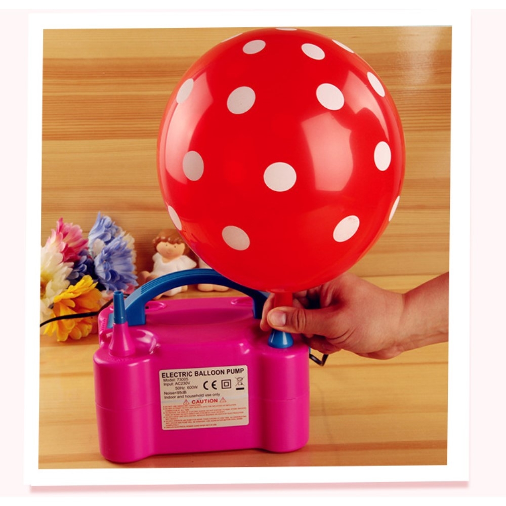 (600W) Elektrische Ballon Luftpumpe Aufblasgerät Kompressor - Pink / Blau