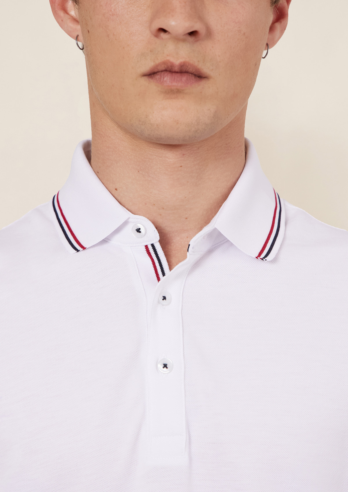 Polo manches courtes Slim en coton uni blanc