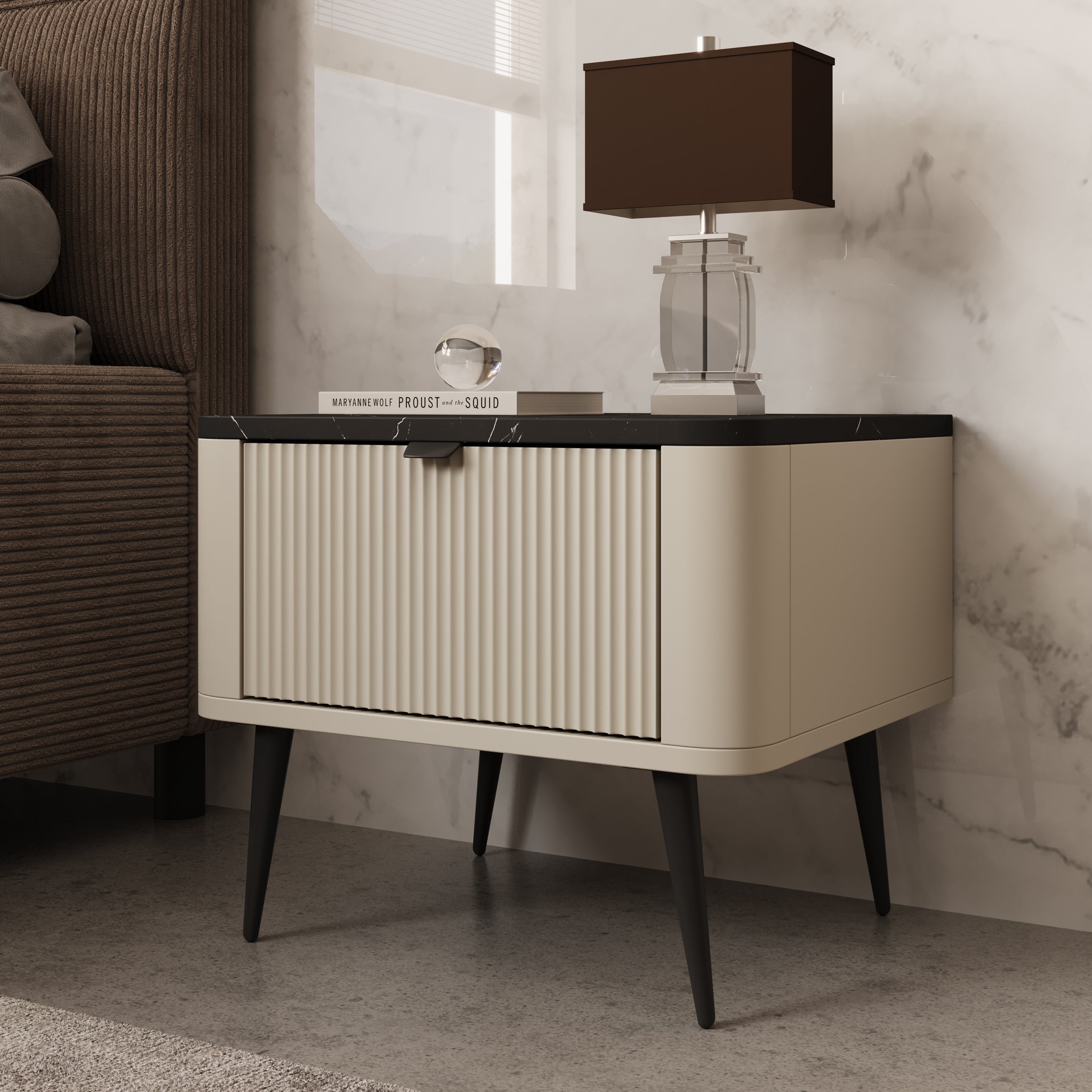 Meubella - Nachtkastje Mace - Beige - 50 cm