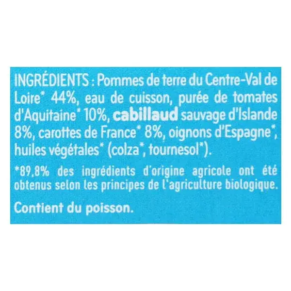 Lancheira Babybio Orgânica de Batata, Tomate e Bacalhau +6 meses 2 x 200g