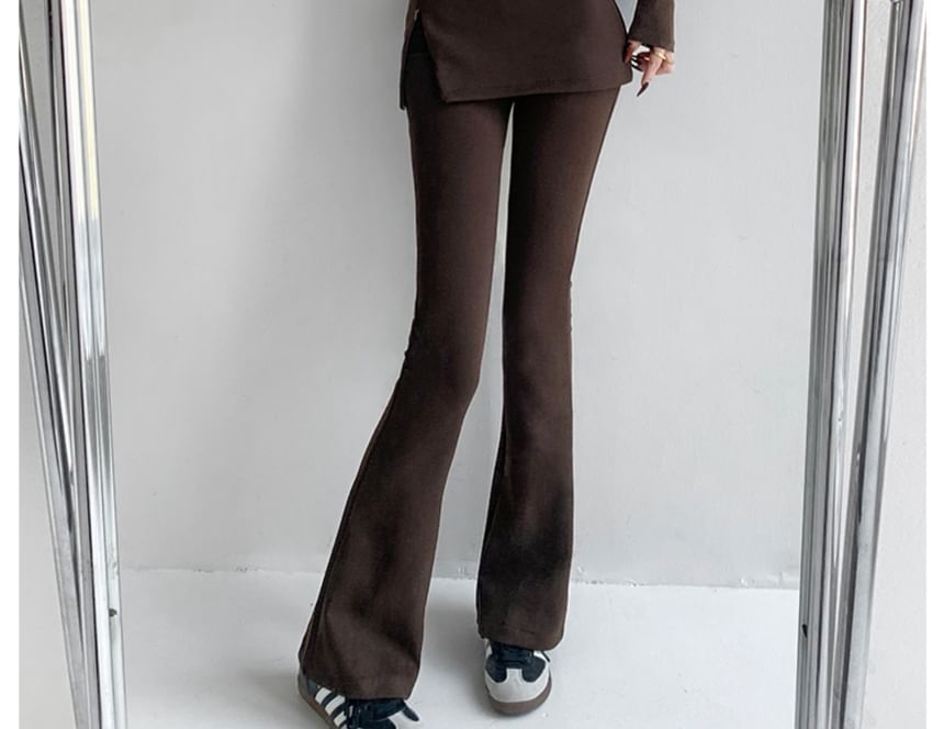 Shira - Mid-rise effen rok met overlay en uitlopende broek