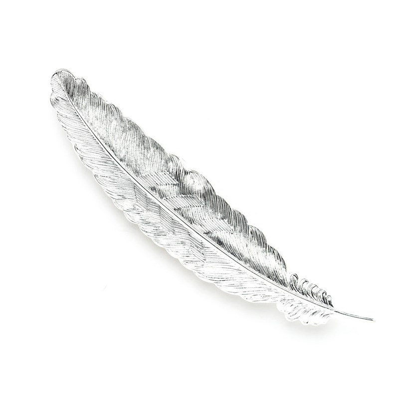broche plume plaqué argent - PHÉBÉ