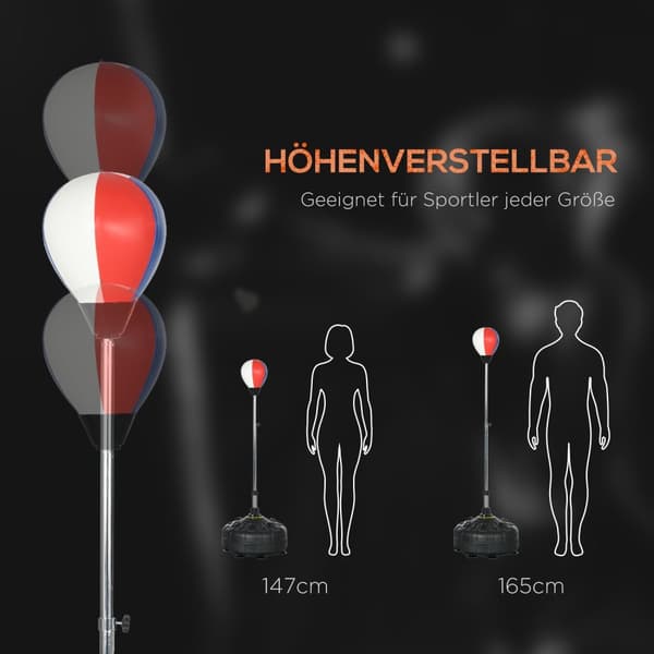 Bokseball Boksesekk Høydejusterbar 147-165 Cm, Stående Boksetrener For Trening Og Trening, Svart