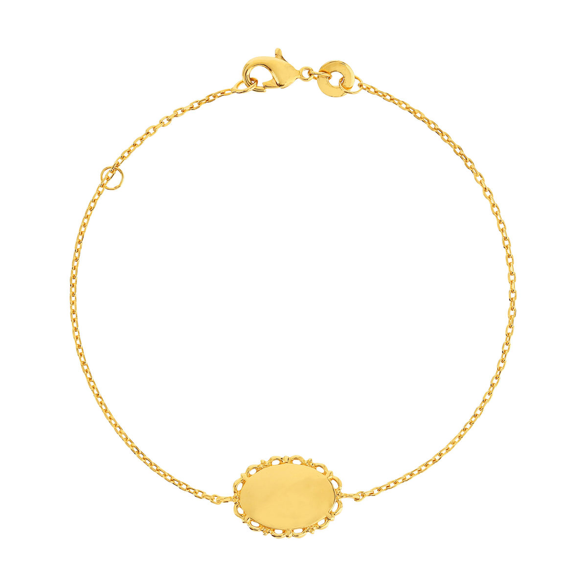 Bracelet plaqué or médaille ovale personnalisable 18 cm