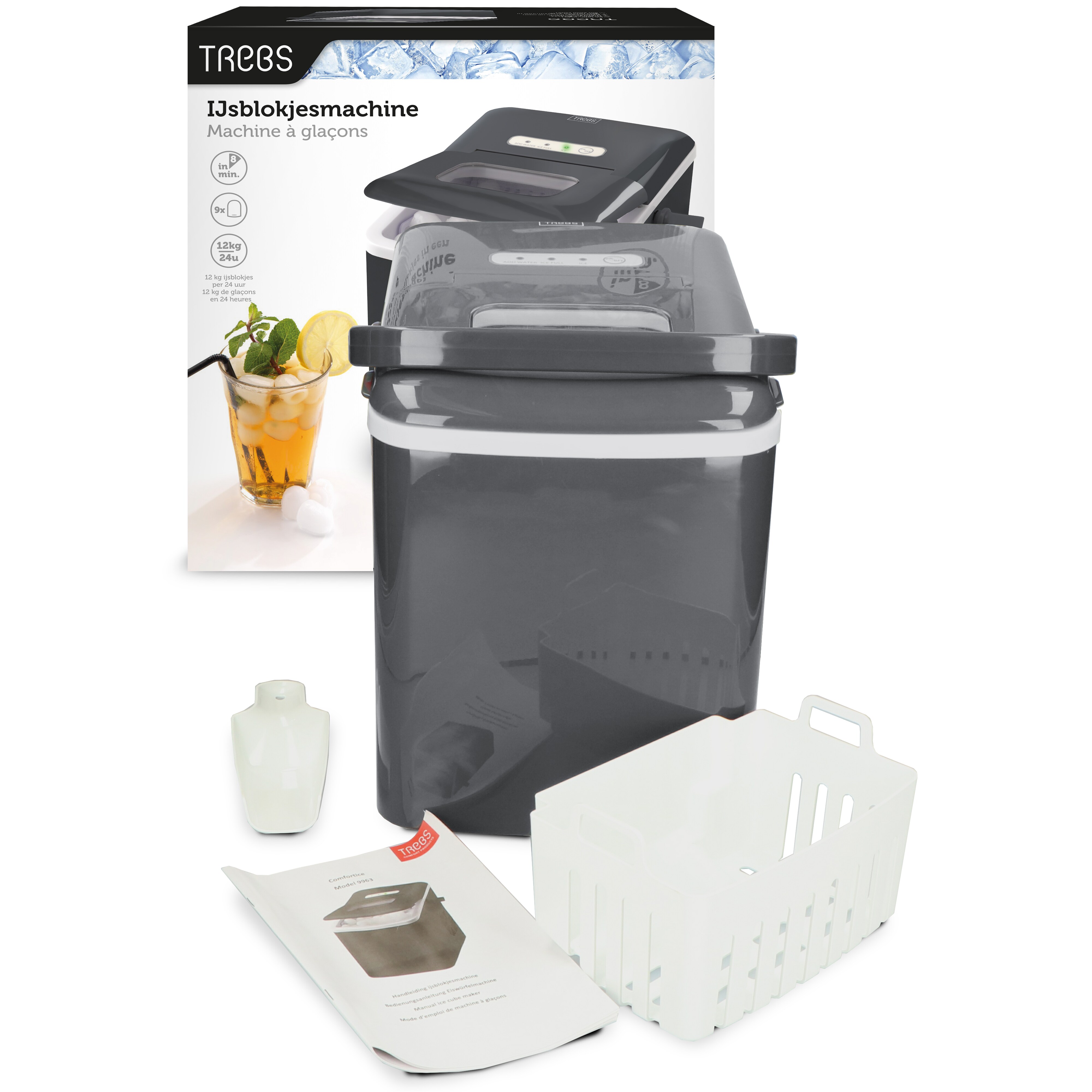 Trebs 99363 - Eiswürfelmaschine 1,8 Liter Fassungsvermögen