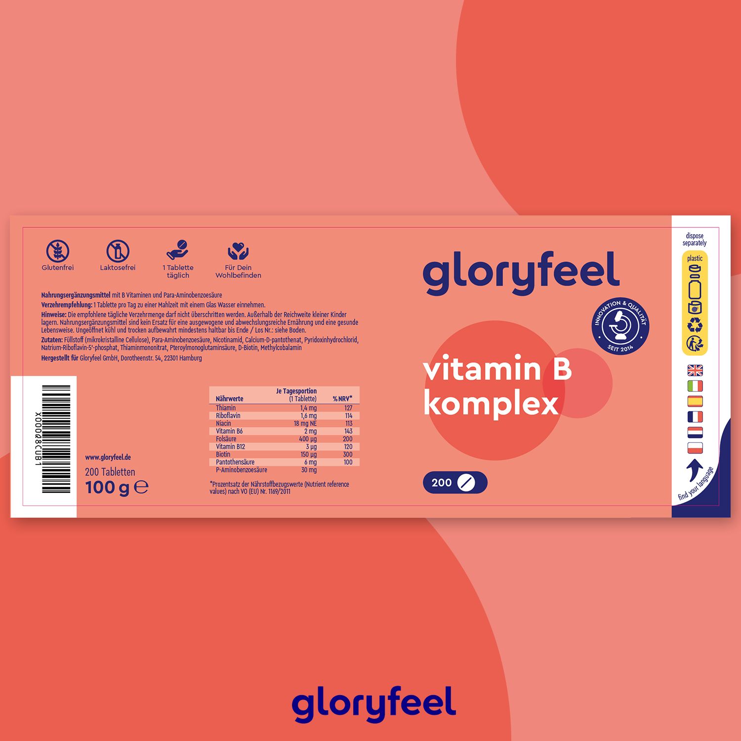 gloryfeel® Vitamin B Komplex Tabletten