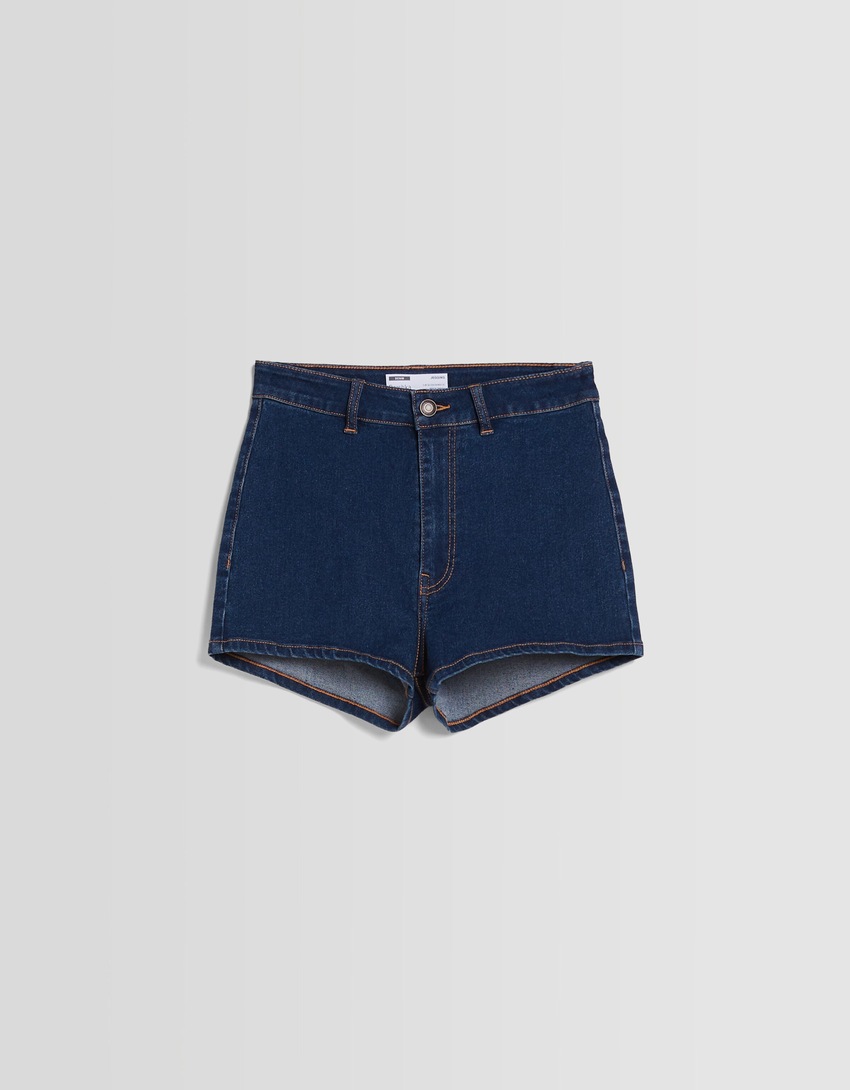 Shorts jeans de cintura alta com elastano