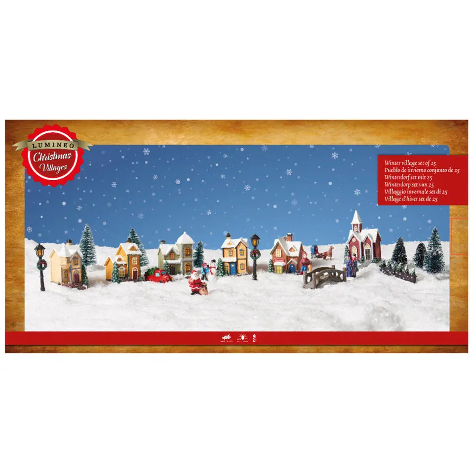 Lumineo Kerstdorp winterlandschap - 25-delige set - met LED licht