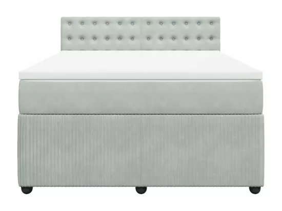 Sommier à lattes de lit et matelas Gris clair 160x200cm Velours