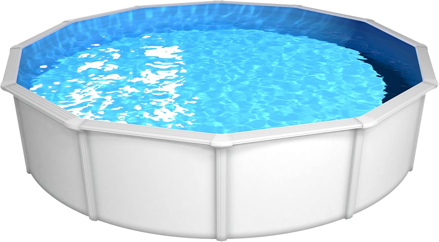 Steinbach Stahlwandpool Set Nuovo de Luxe II – 012151 – Ø 460 x 120 cm – Robuster Pool in Weiß für bis zu 17.900 l Wasserinhalt – Mit winterfester blauer Innenfolie und zahlreichem Zubehör