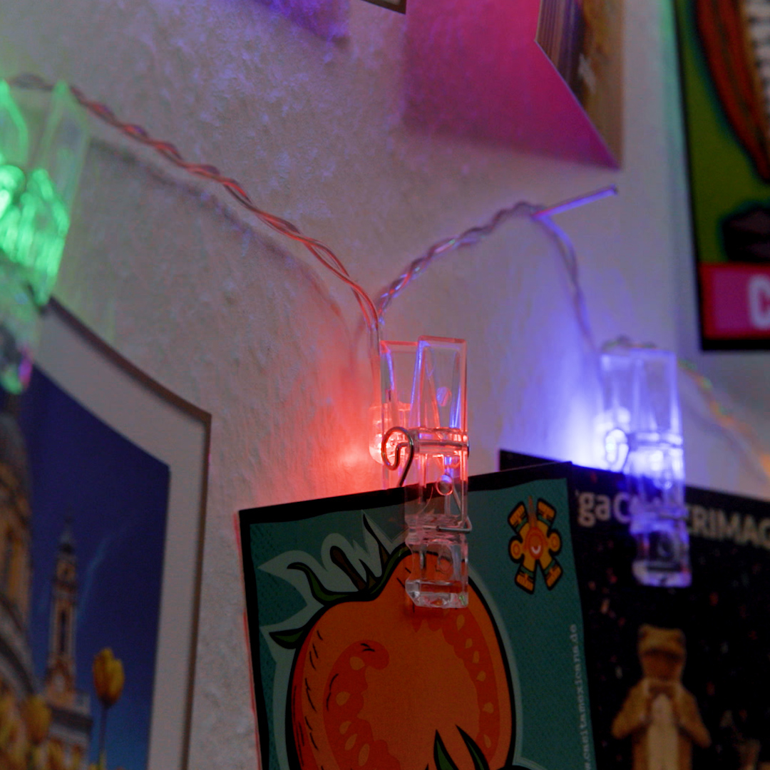(3m) 20 LED's Deko Lichterkette Foto Clip Beleuchtung mit Klammern (Batteriebetrieben) - Bunt