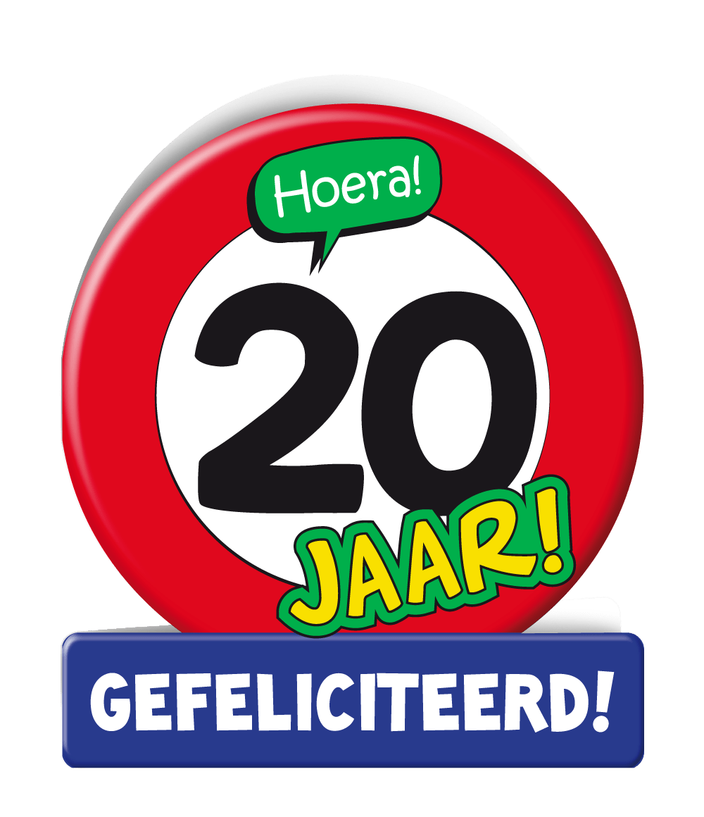 Verjaardagskaart 20 Jaar Verkeersbord 16,5cm