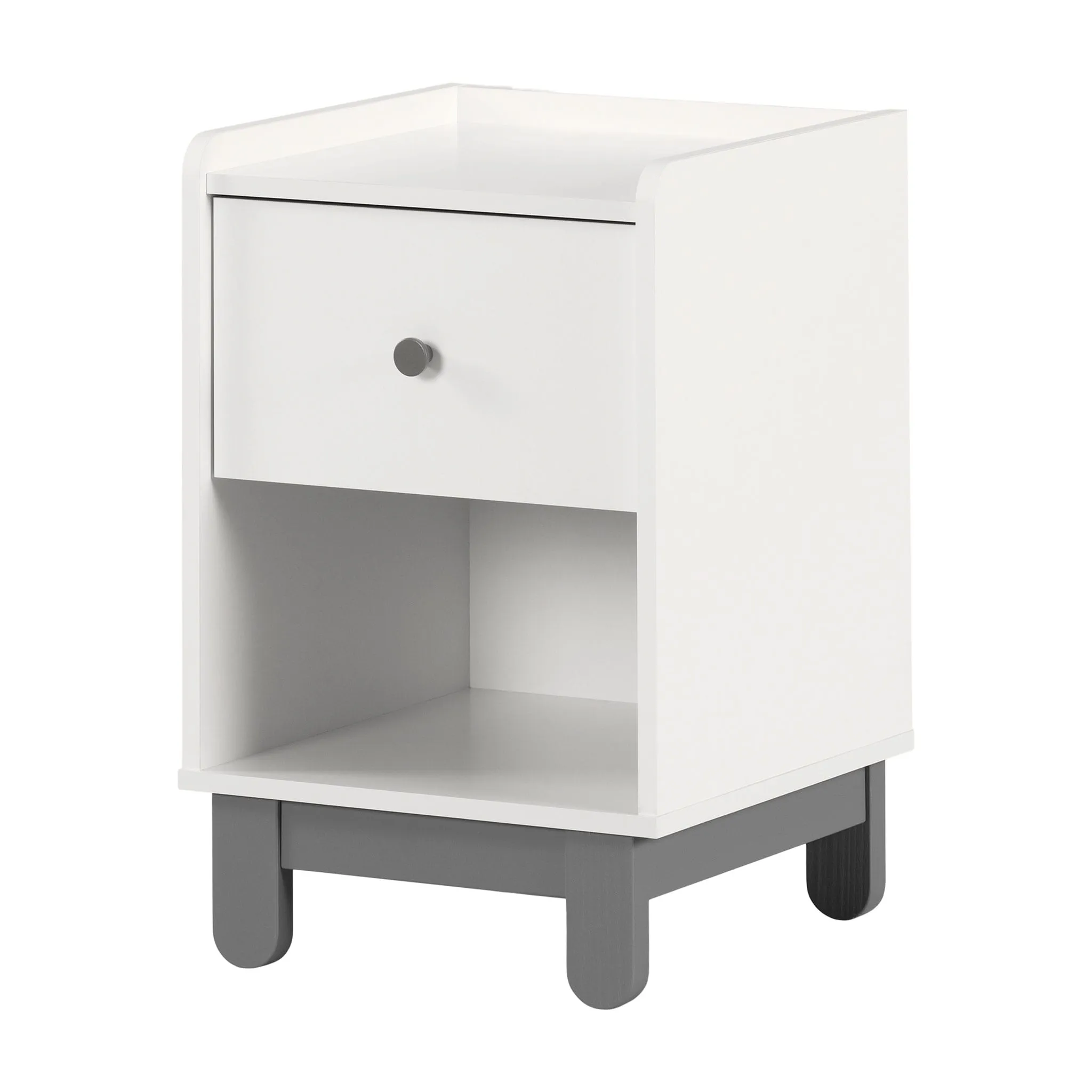South Shore Table de Nuit - Bebble Gris clair et Blanc