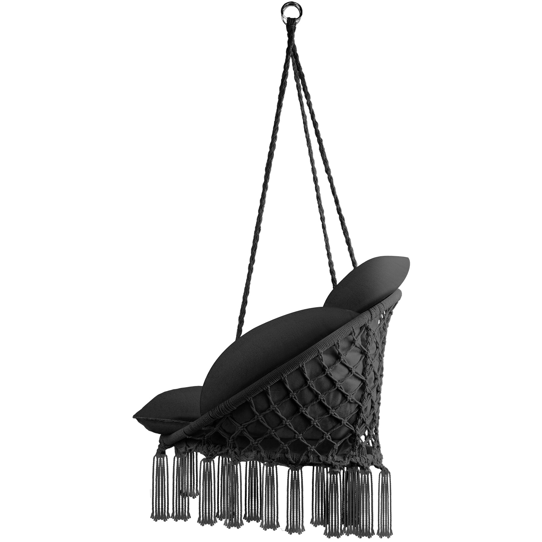 tectake® Hängesessel, mit dickem Sitzkissen, mit Zierquasten, 80 x 81 x 139 cm