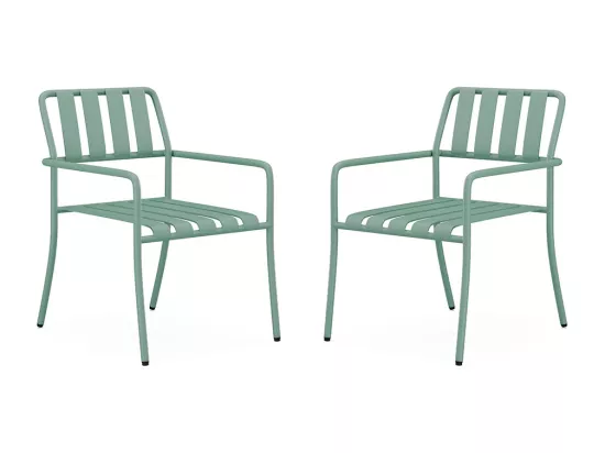 Lot de 2 fauteuils de jardin empilables en métal - Vert amande - BIRMOS de MYLIA