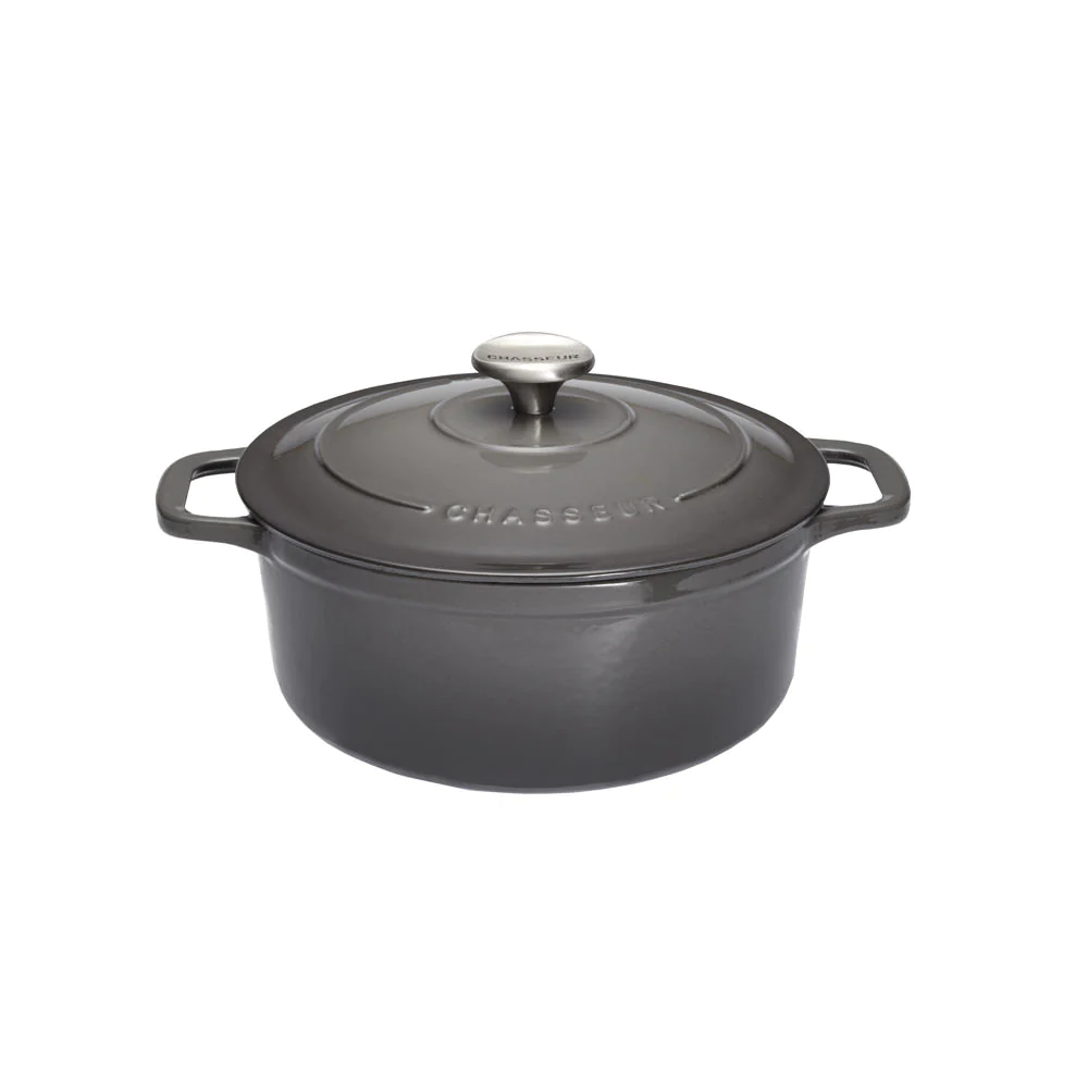 Cocotte ronde 20 cm chasseur gris caviar interieur noir Chasseur