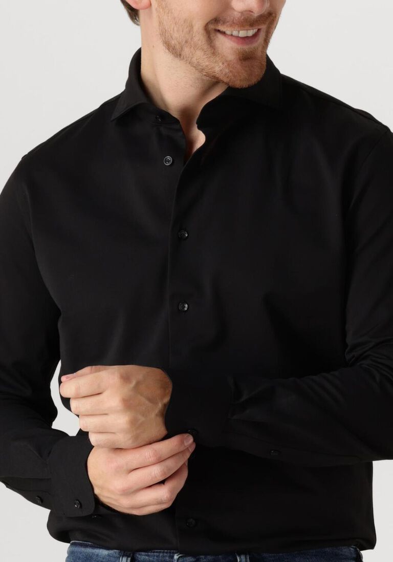 zwarte profuomo klassiek overhemd shirt x-cutaway japanese knitted
