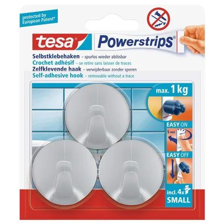 tesa Haken 3er silber rund