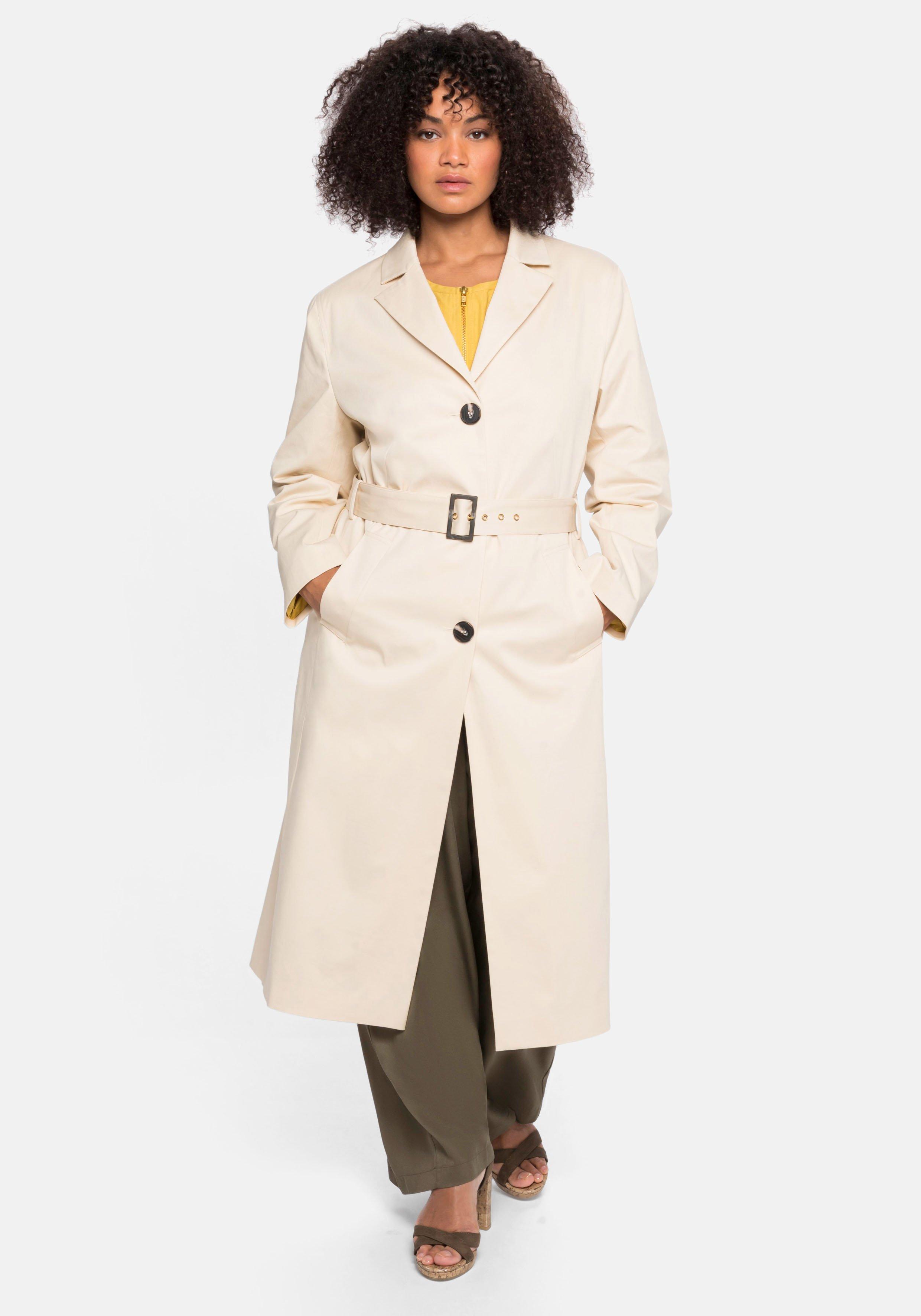 Trenchcoat mit Reverskragen und Kontrastfutter