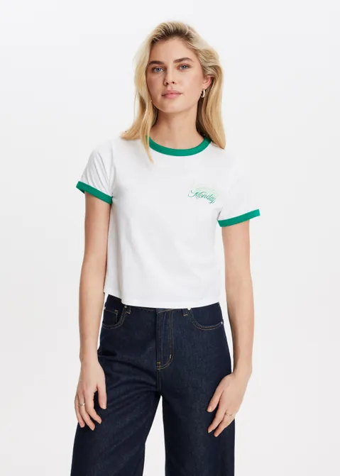 Cropped t-shirt monday wit (WIT)