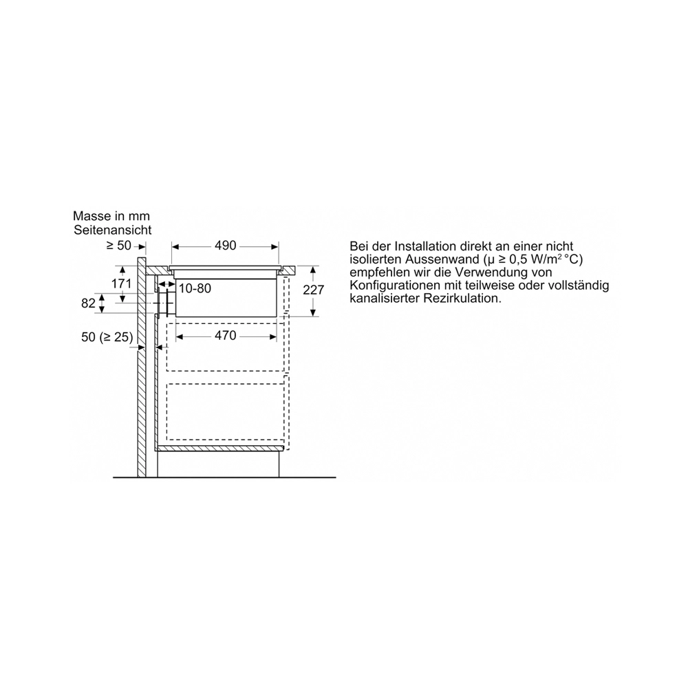 Bosch PXX801D67E Induktionskochfeld flächenbündig mit integriertem Dunstabzug 80cm