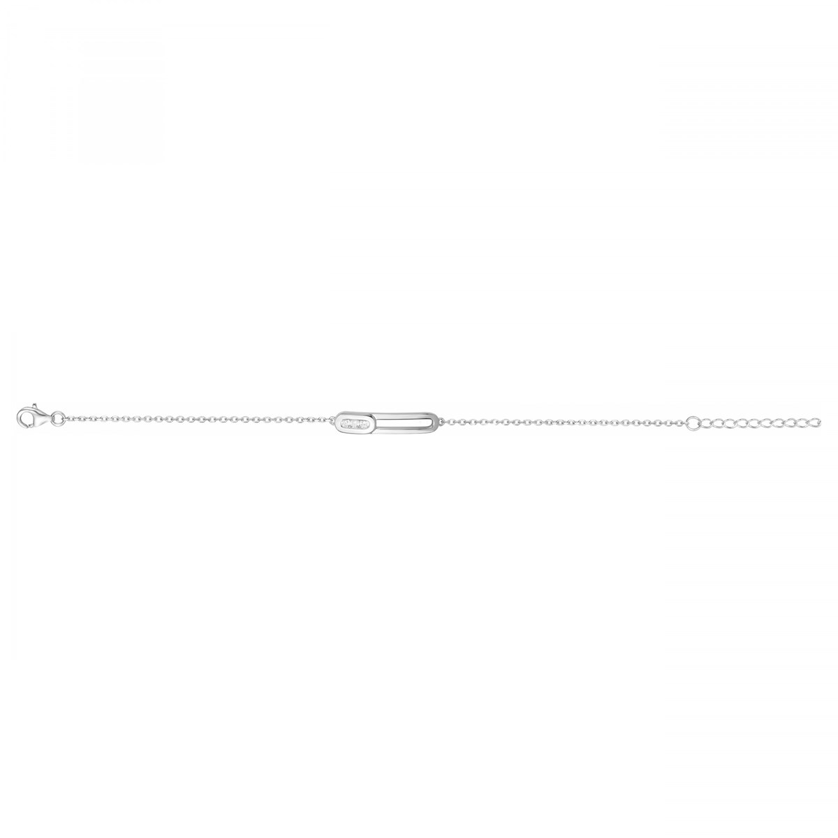 Bracelet souple mono-motif en Argent avec oxyde de zirconium blanc
