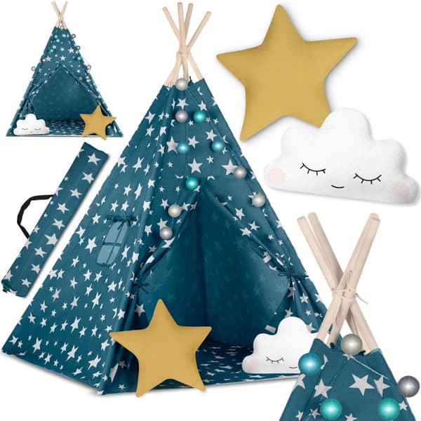 Hver liten eventyrer trenger sin egen tipi!Barneteltet i form av en indisk tipi er en populær interiørdetalj til barnerom.Hovedtrekk:- Naturmaterialer