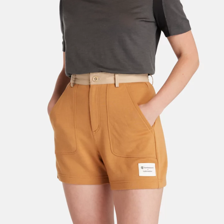 Shorts Timberland x Icebreaker Merino Terry Chino para Mulheres na cor Amarela