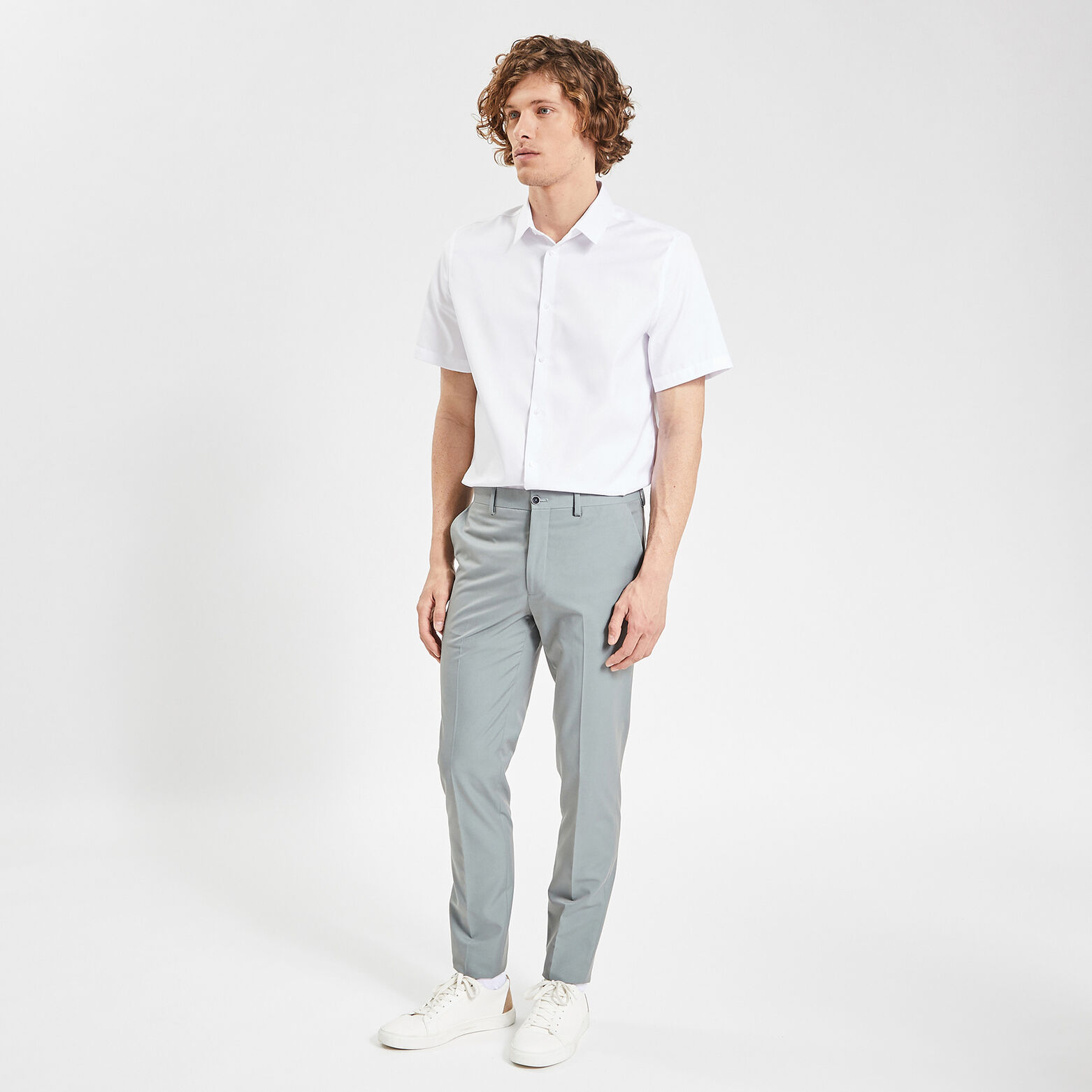 Chemisette regular sans repassage unie coton Blanc