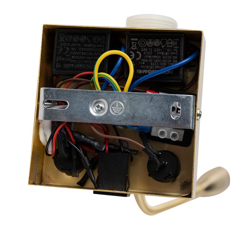 Gouden wandlamp USB met witte kap - Brescia Combi